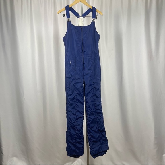 Vintage Men's Medium Sportcaster Blue Insulated Snow Ski Bib Overalls - Picture 1 of 11